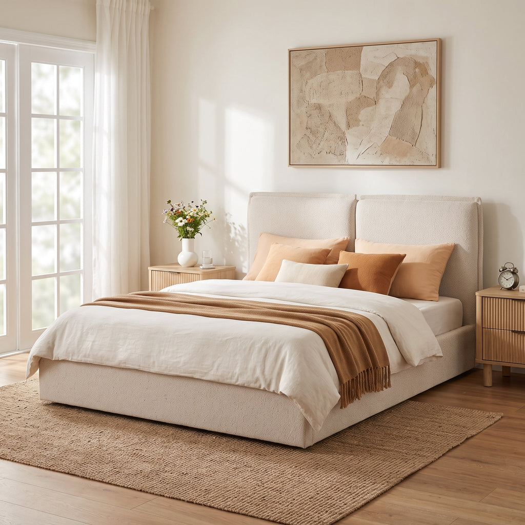 Double-Pillow Upholstered Design, Skin-Friendly Textured Fabric