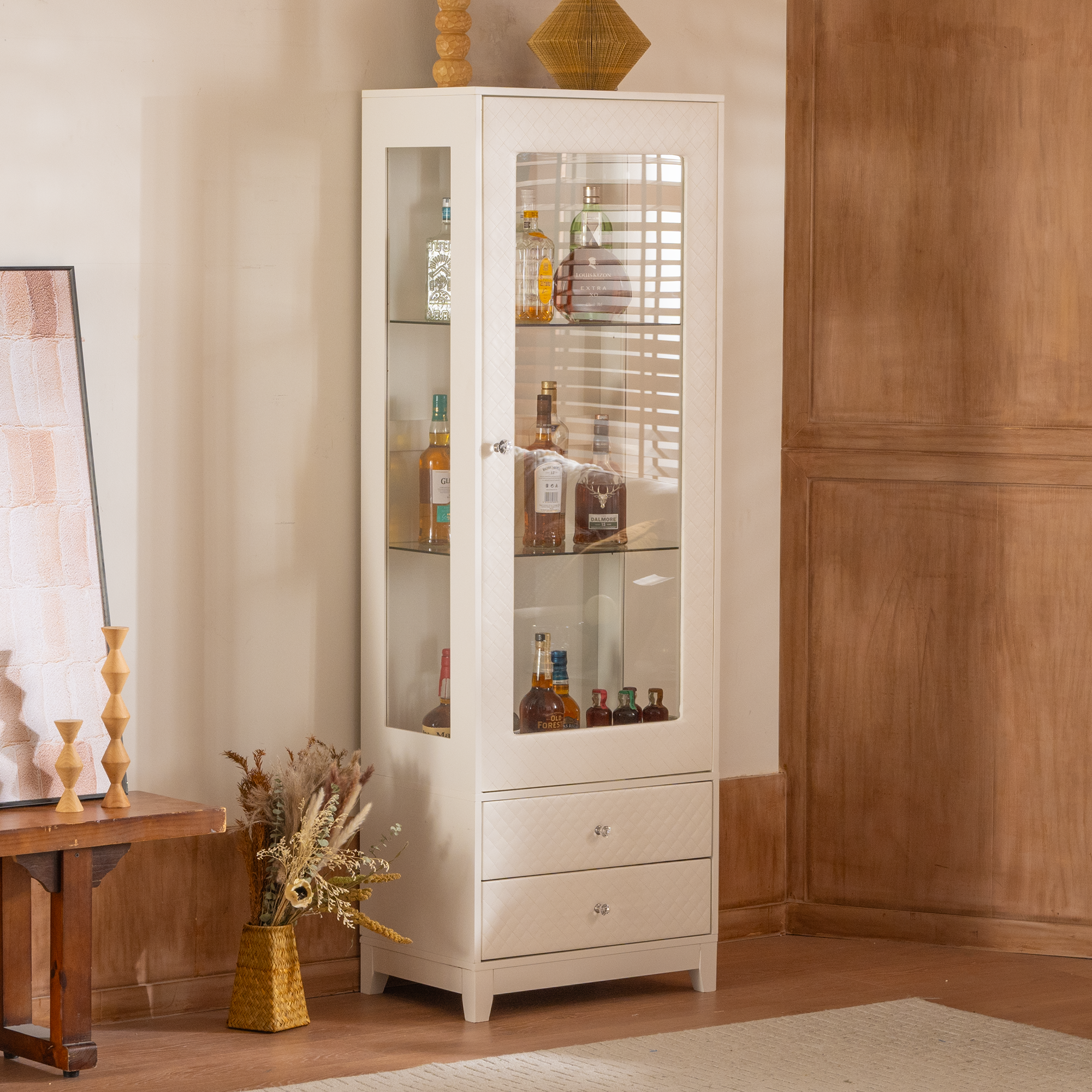 71'' Freestanding Upholstered Display Cabinet