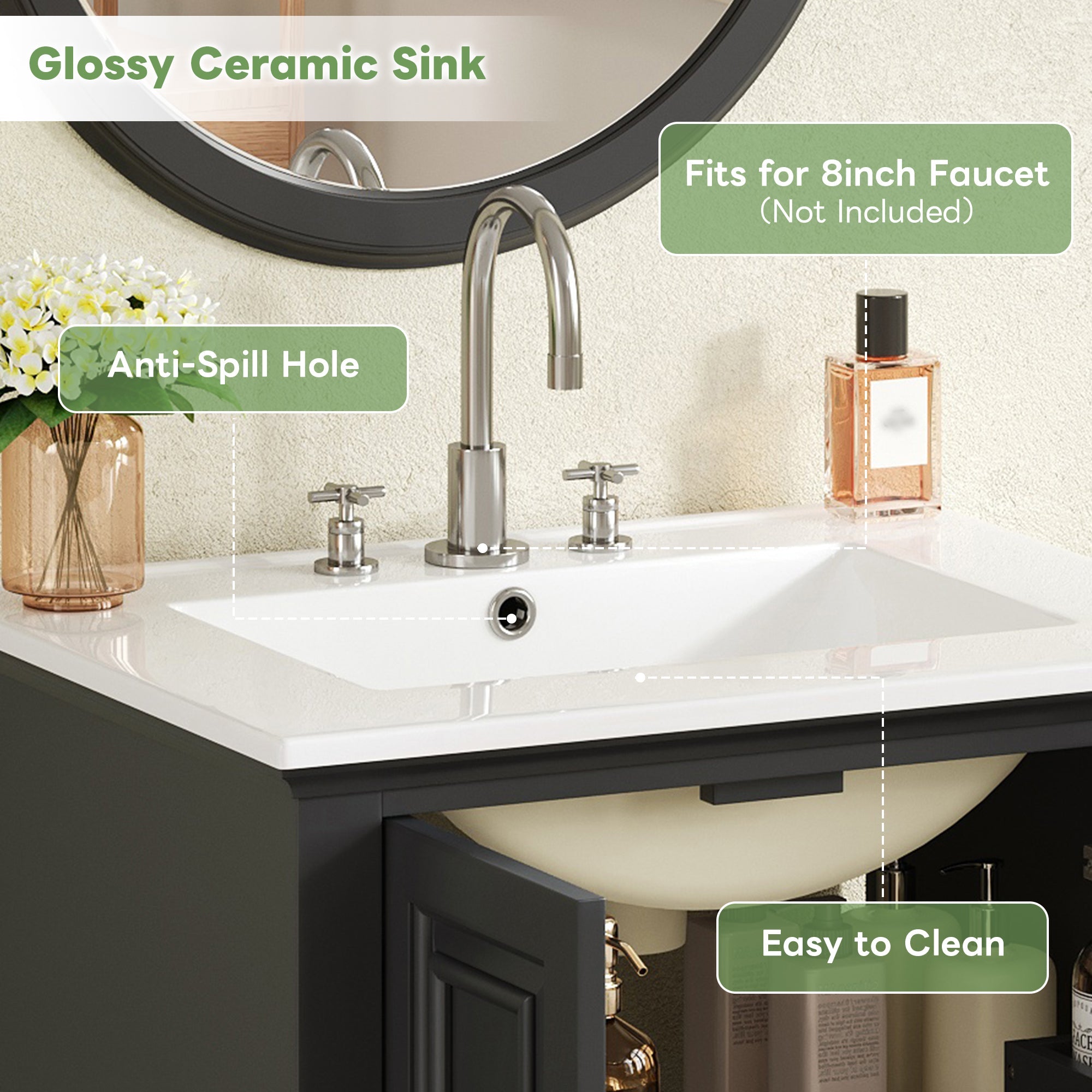 24'' Bathroom Vanity with Ceramic Sink