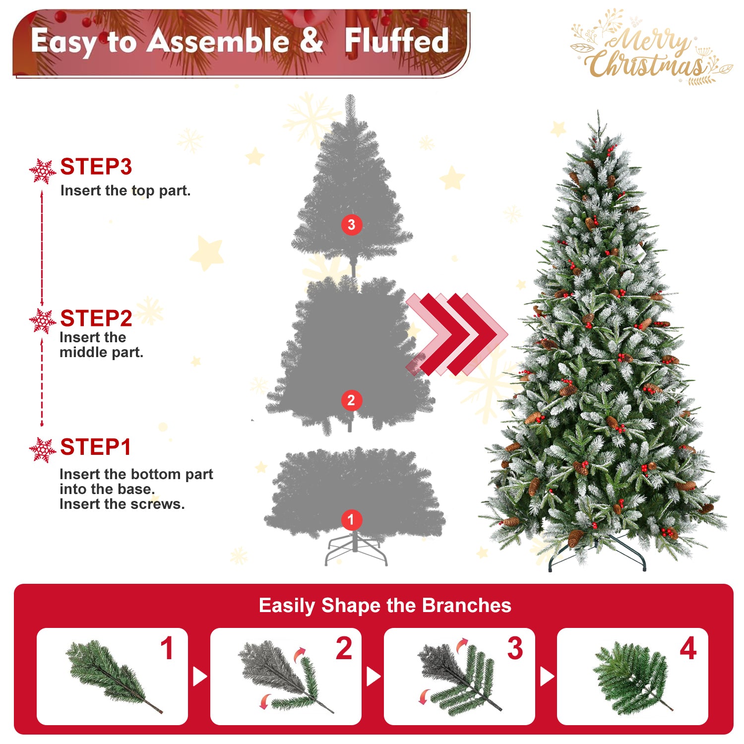 7.5FT Christmas Tree with 2514 Tips