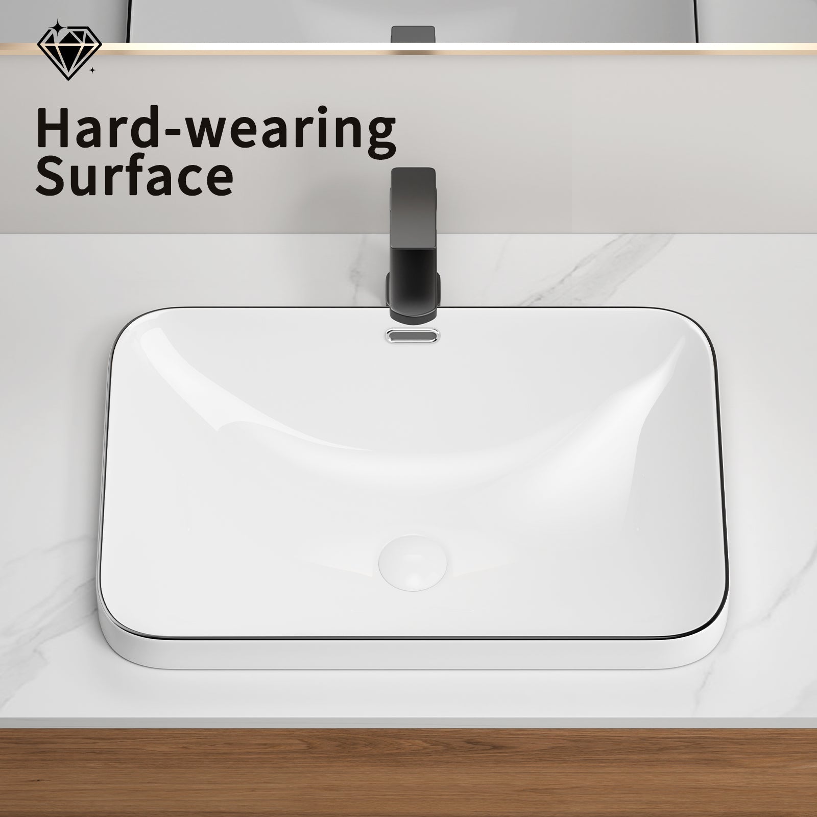 Ceramic Undermount Bathroom Sink 22.05" x 15.36"