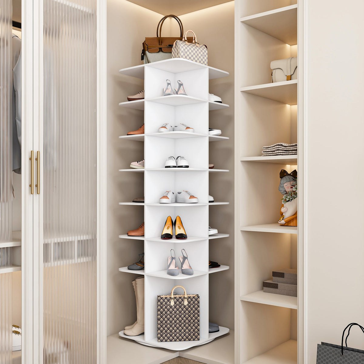 7-Tier Rotating Shoe Rack Tower
