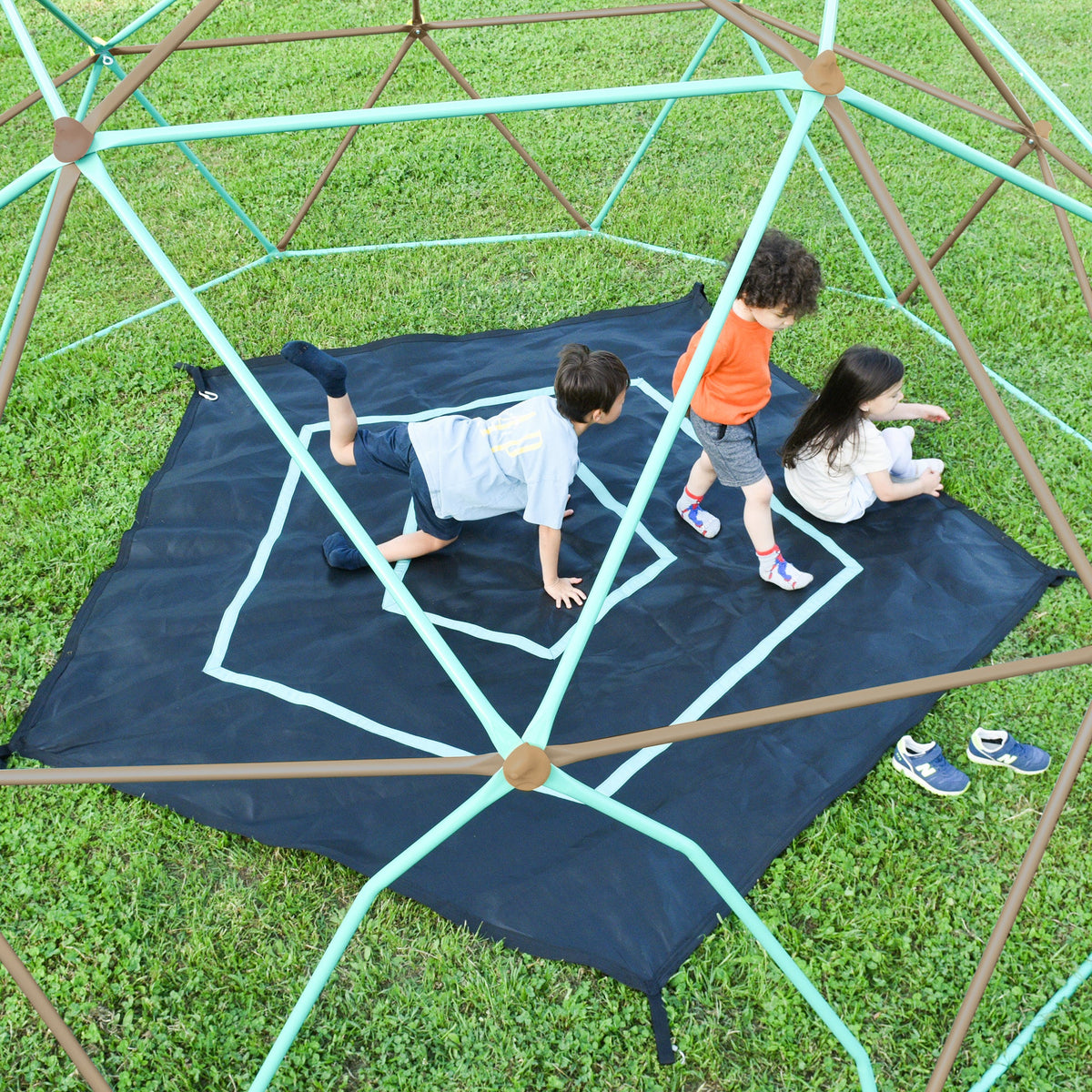 12ft Geometric Dome Climber Play Center, Kids Climbing Dome Tower with Hammock
