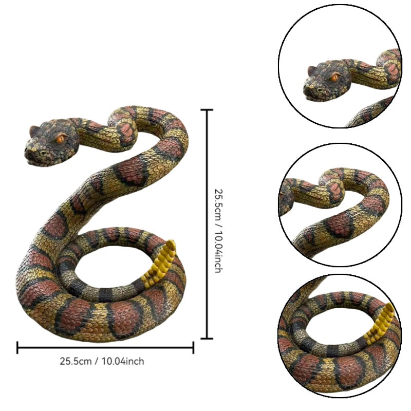 10" Snake Statue - Western Diamondback Rattlesnake Figurine