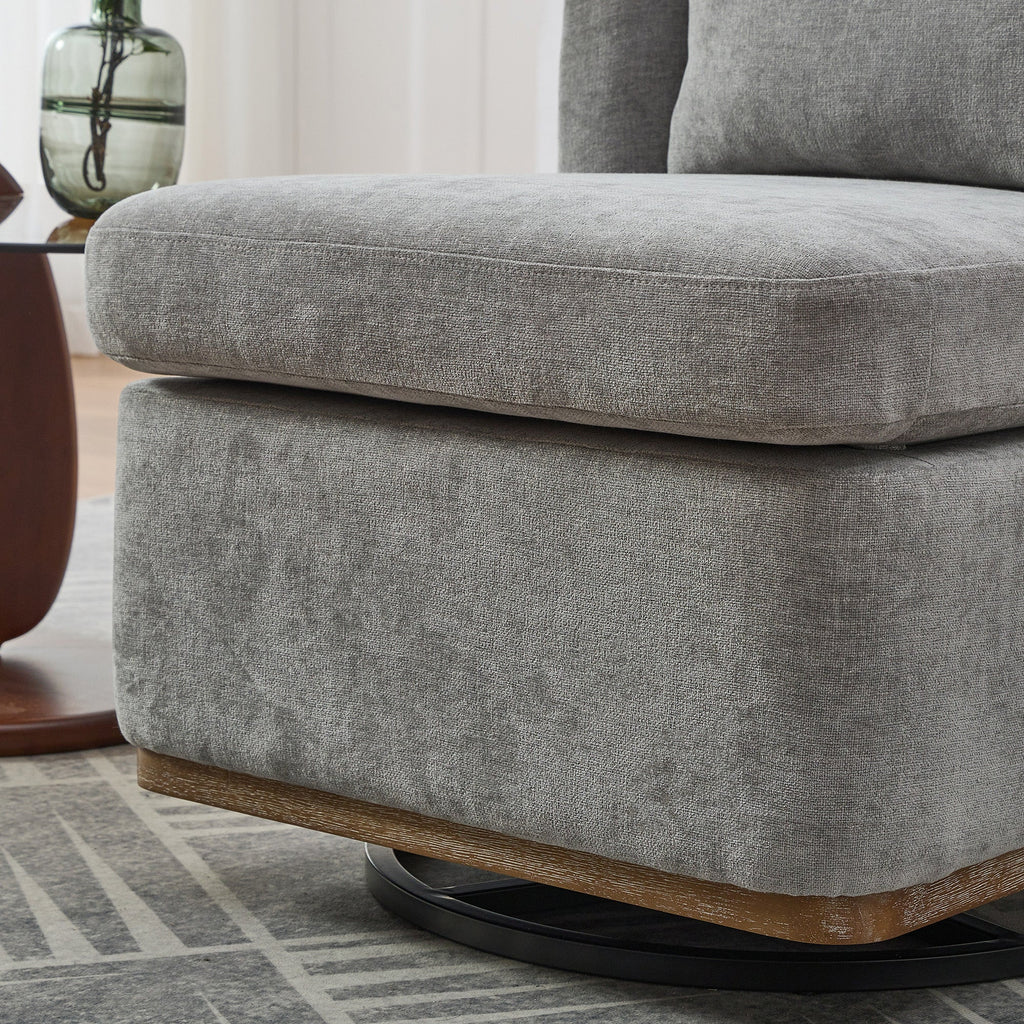 25.2" Wide Modern Chenille Swivel Chair