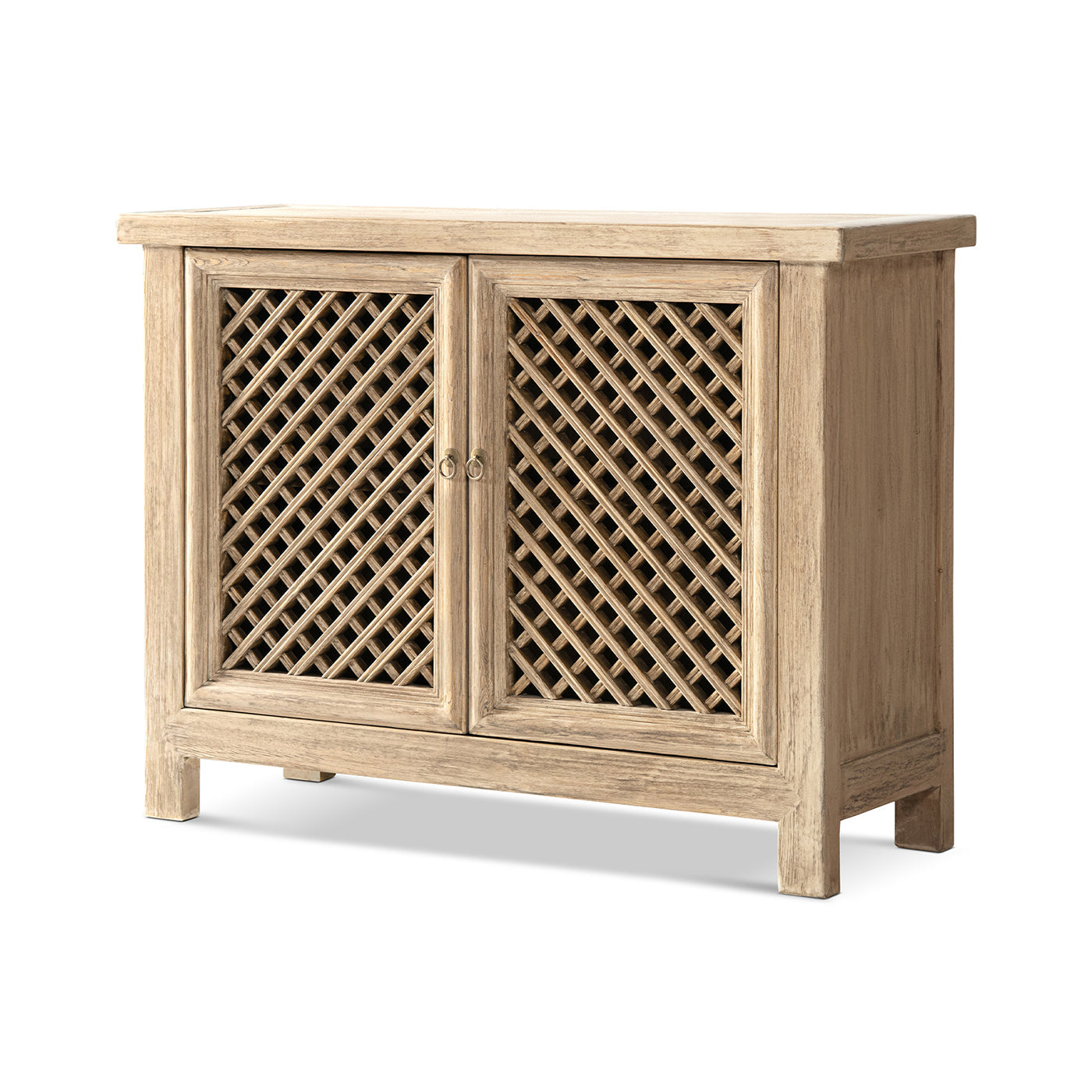 Arden 51" Solid Reclaimed Pine Lattice 2-Door Accent Storage Cabinet