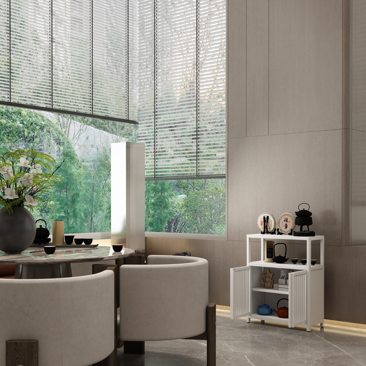 Large Capacity Bamboo Storage Cabinet