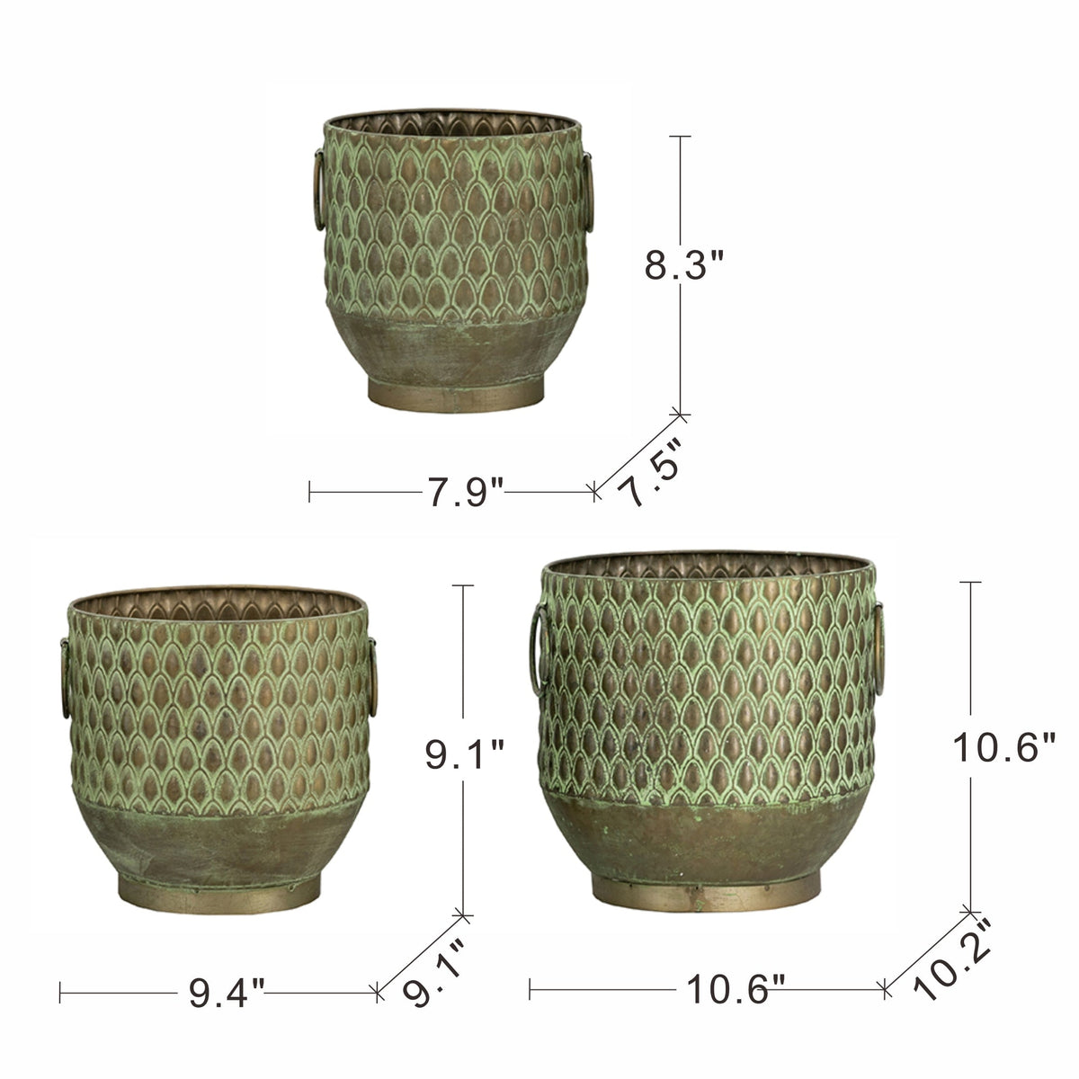 S/3 Textured Garden Pots & Planters