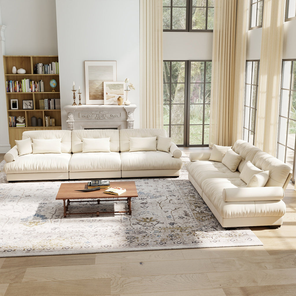 Velvet Modular Sofa Set - Two-Seater & Three-Seater