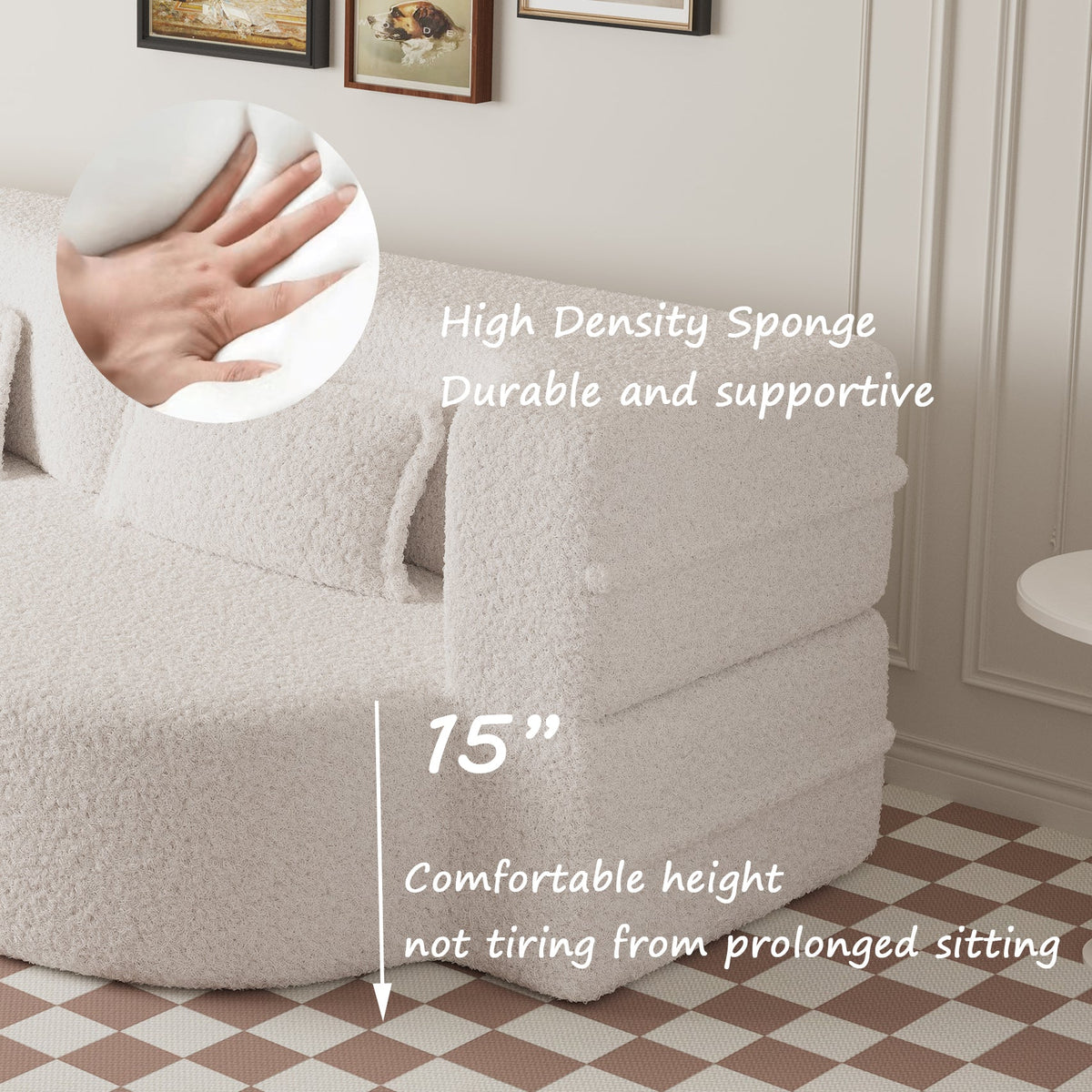 Modern Floor Sofa with 2 Pillows