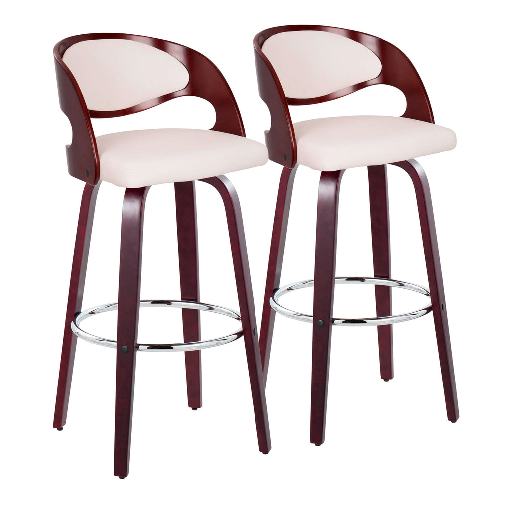 30" Mid-Century Modern Fixed-Height Barstool with Swivel