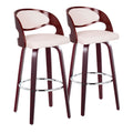 30" Mid-Century Modern Fixed-Height Barstool with Swivel