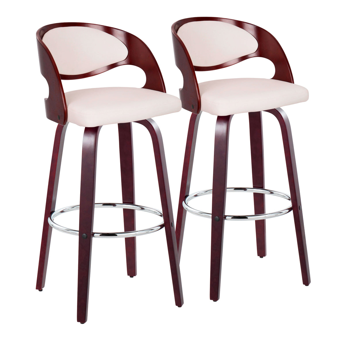 30" Mid-Century Modern Fixed-Height Barstool with Swivel
