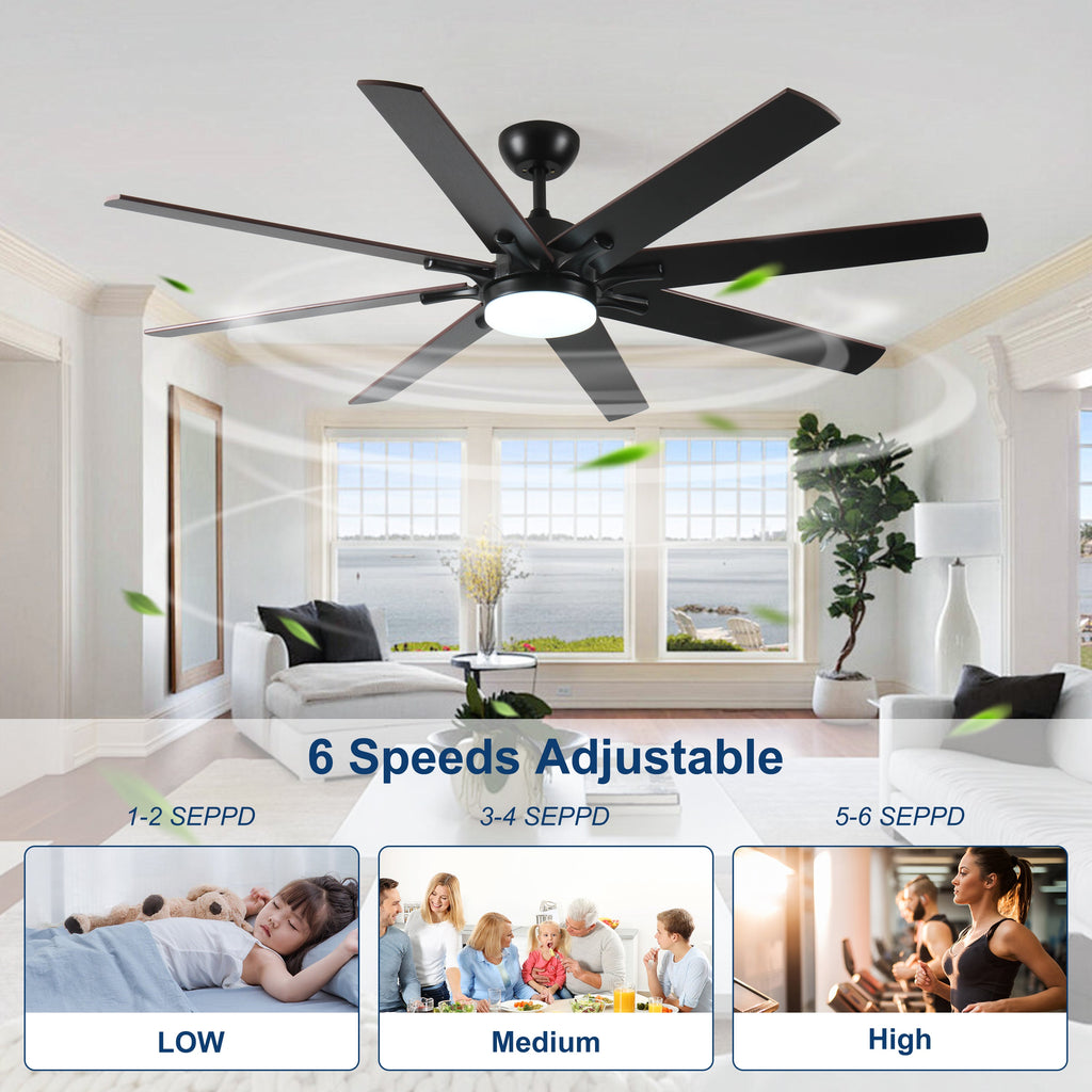 72 Inch Large Ceiling Fan with Lights and Remote Control