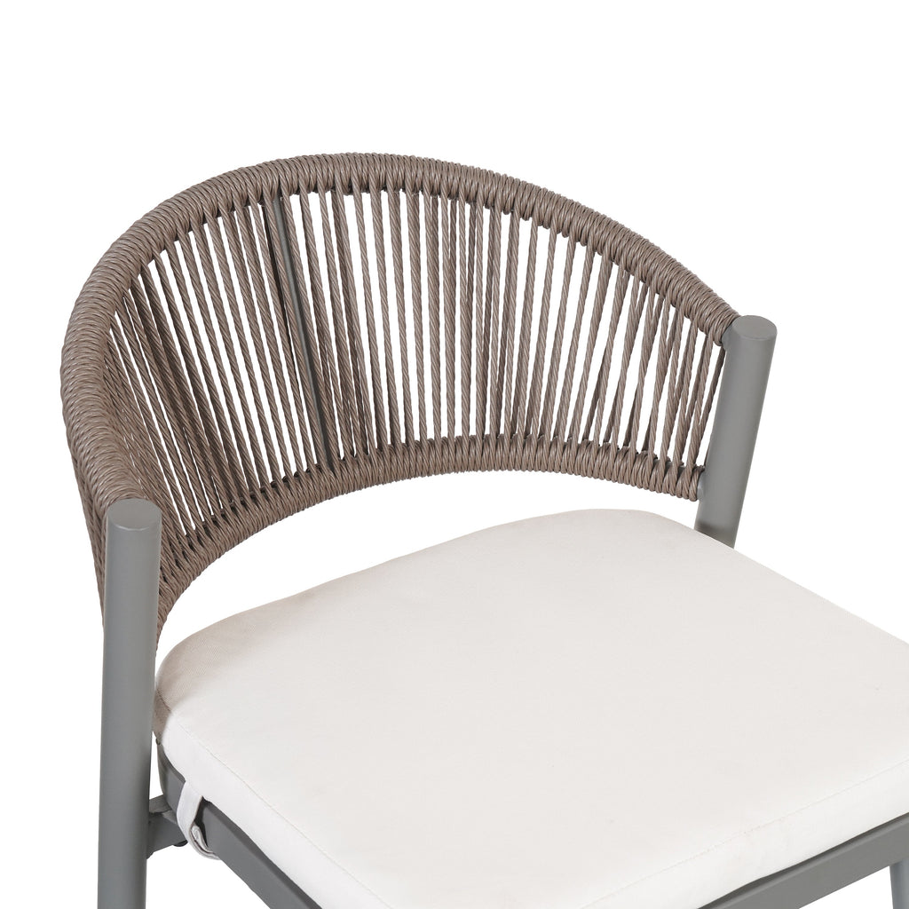 Outdoor 26" Seat Height Metal Frame Counter Stools with PE Rattan Scallop-shaped Backrest