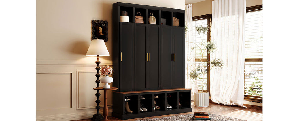 U-Can Farmhouse Entryway Storage Cabinet Coat Closet
