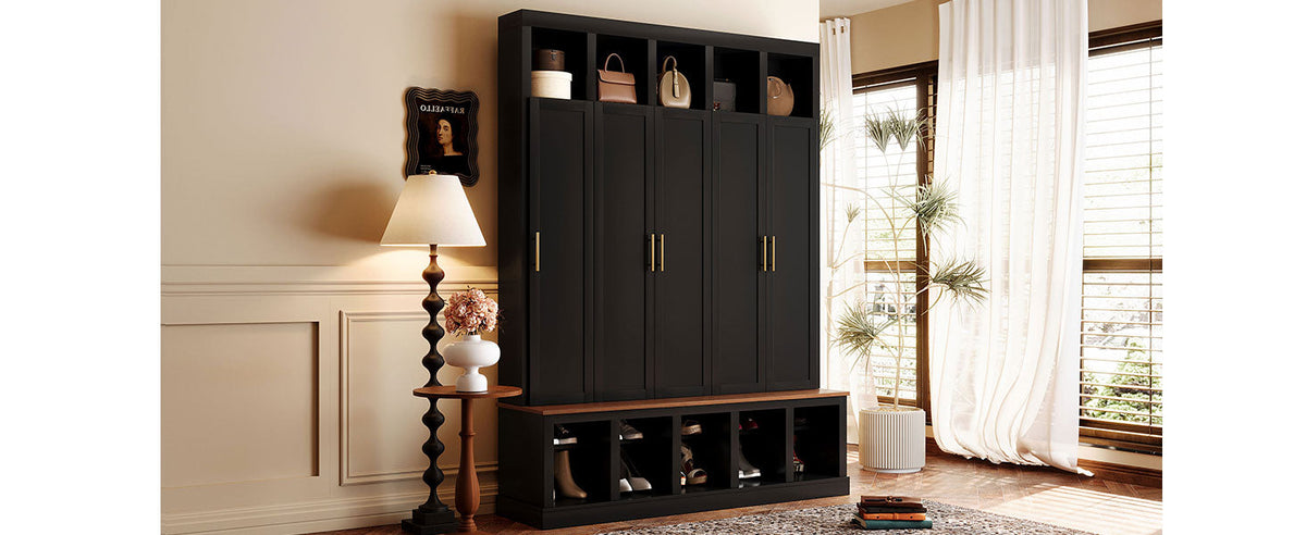 U-Can Farmhouse Entryway Storage Cabinet Coat Closet