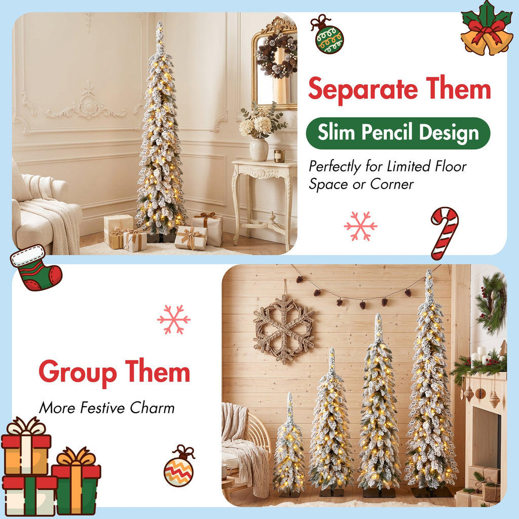 4 Pack Pre-Flocked Christmas Trees