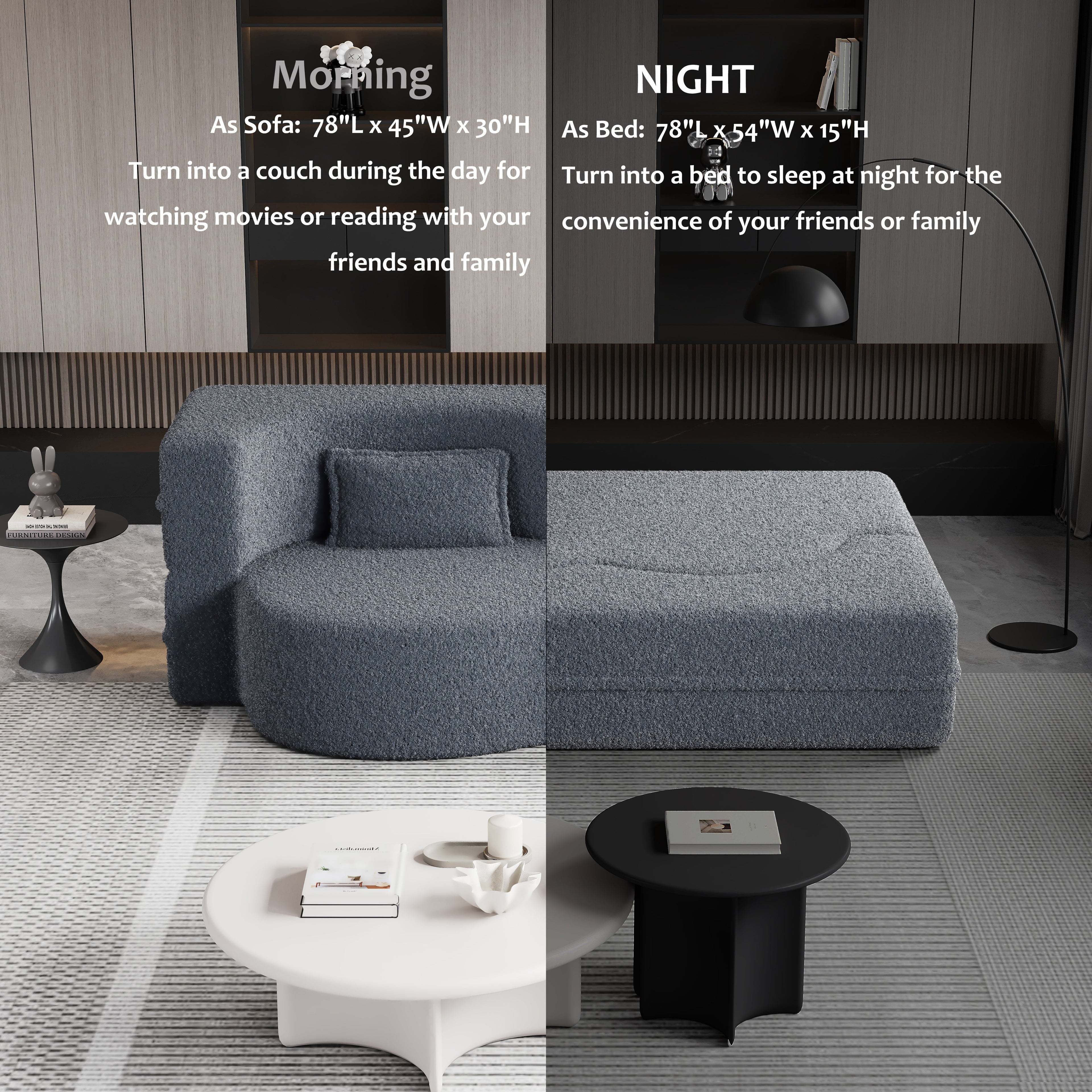 Modern Floor Sofa with 2 Pillows