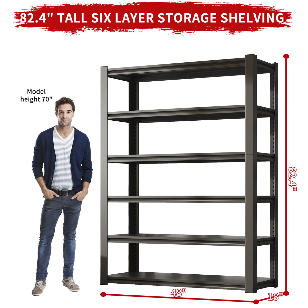 82"H 6 Tier Metal Shelves for Storage Garage Shelving