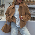 New Autumn Winter Womens Fashion Loose-fitting Suede-velvet Coat Top