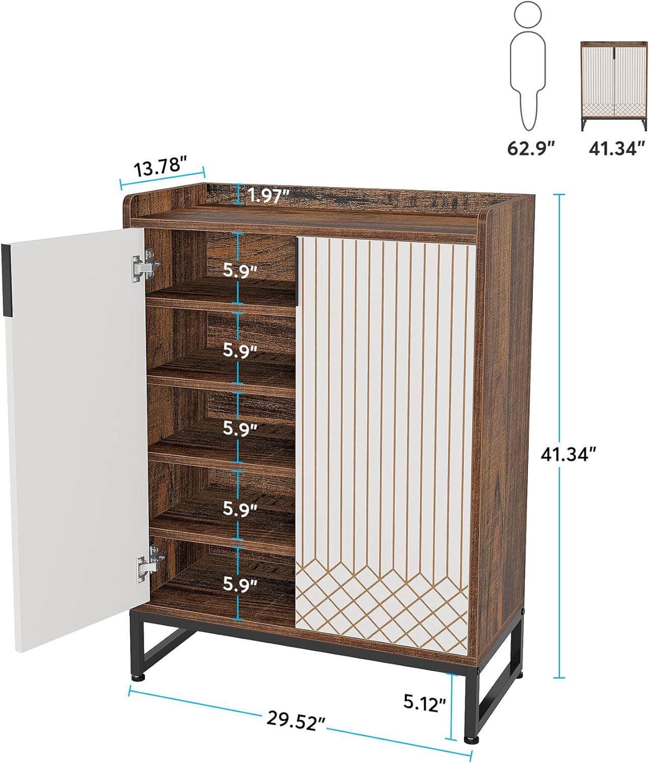 29.52" Brown Shoe Cabinet