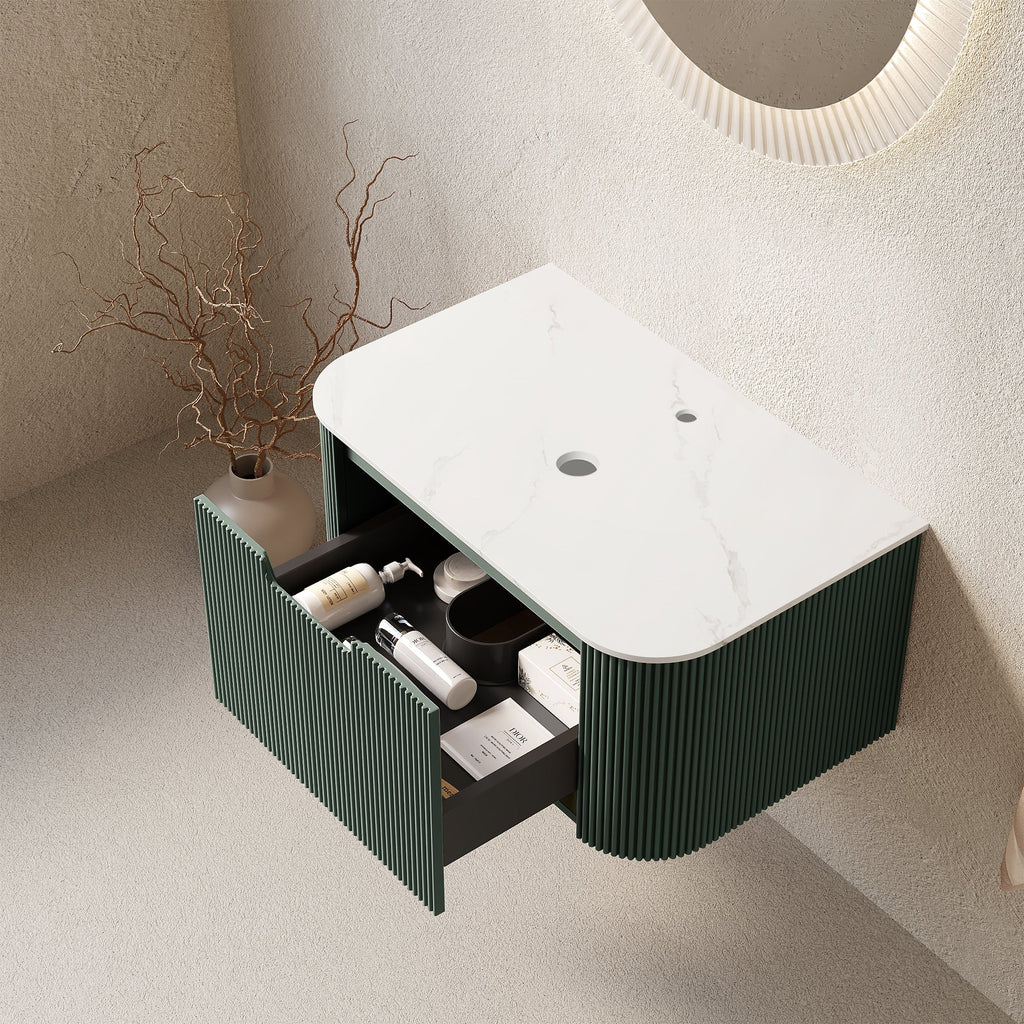 Dina 30'' Wall Mounted Plywood Cabinet with Carrara