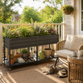 2-Tier Elevated Metal Wicking Garden Bed with Lockable Wheels