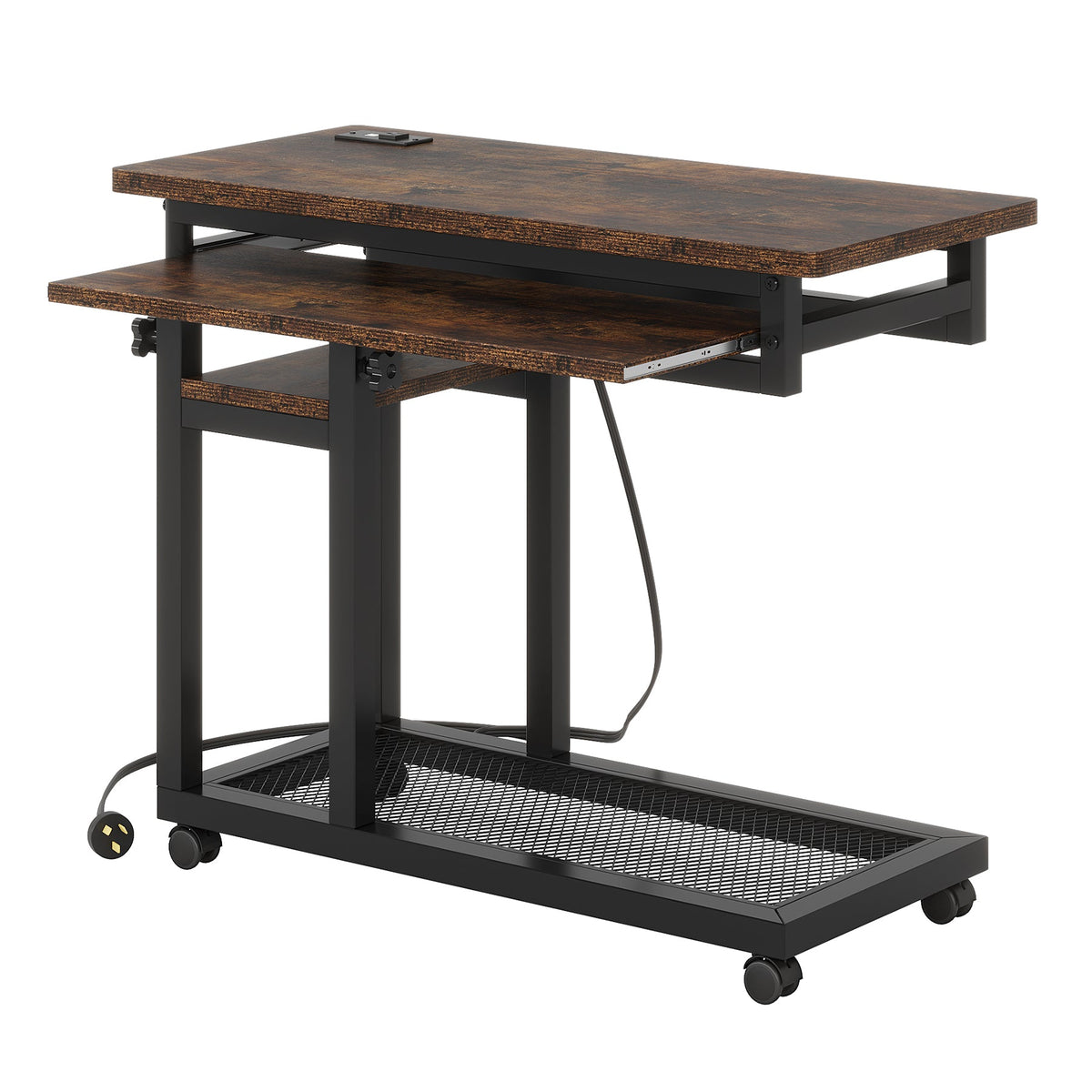 28"-39.3" Height Adjustable Portable Desk with Power Outlet & USB Ports