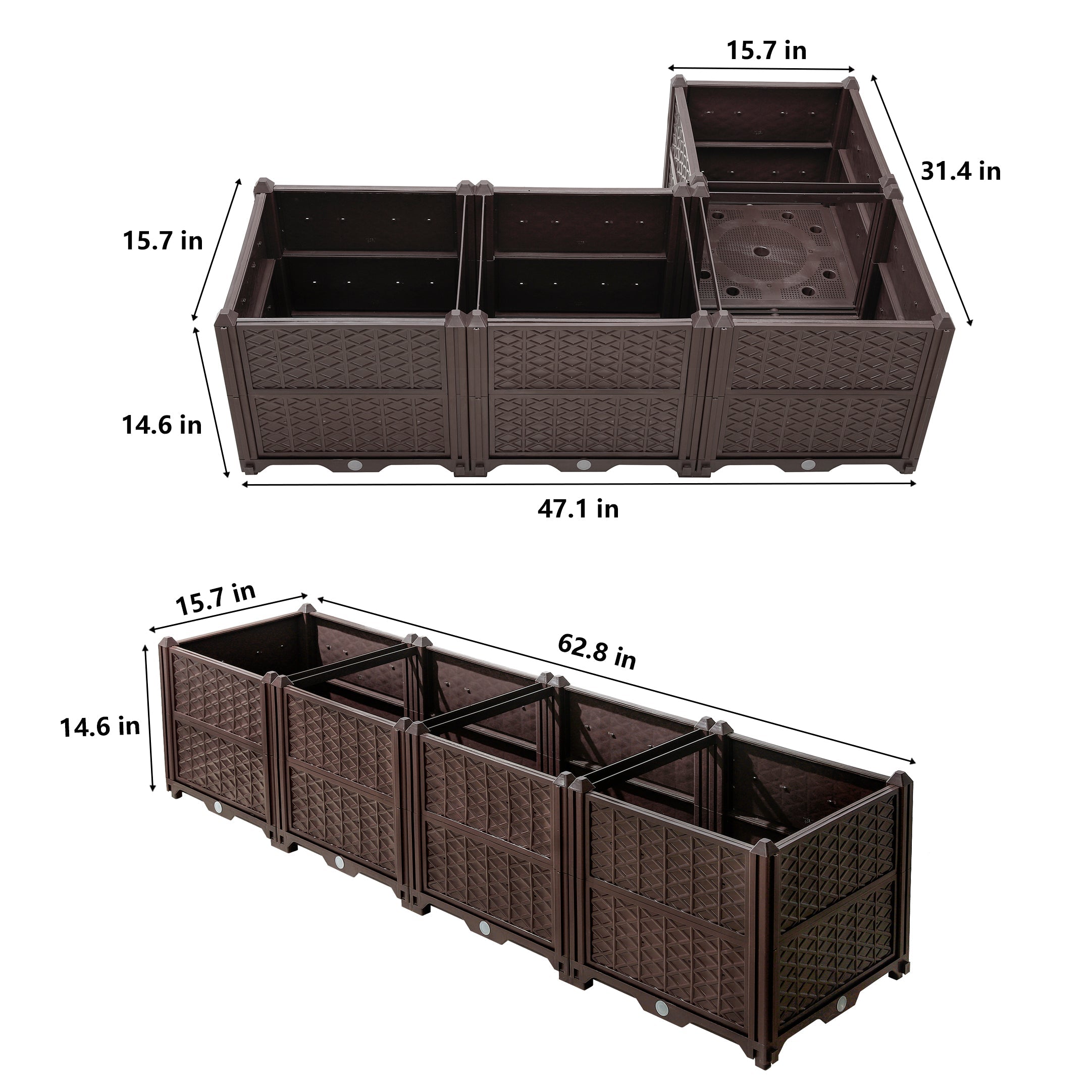 Indoor and Outdoor Rectangular Plastic Planting Box