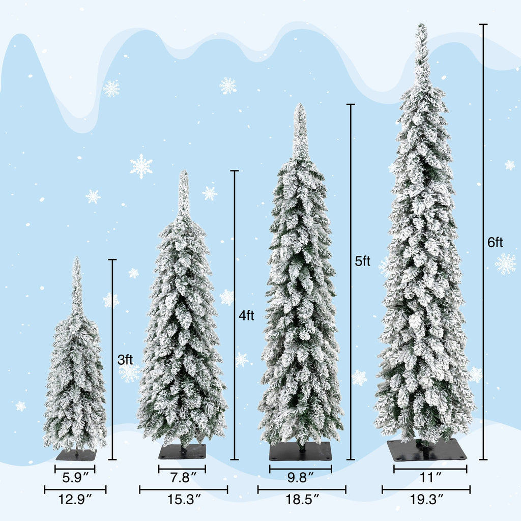 4 Pack Pre-Flocked Christmas Trees