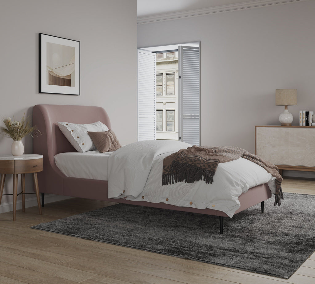 Heather Upholstered Velvet Twin Bed