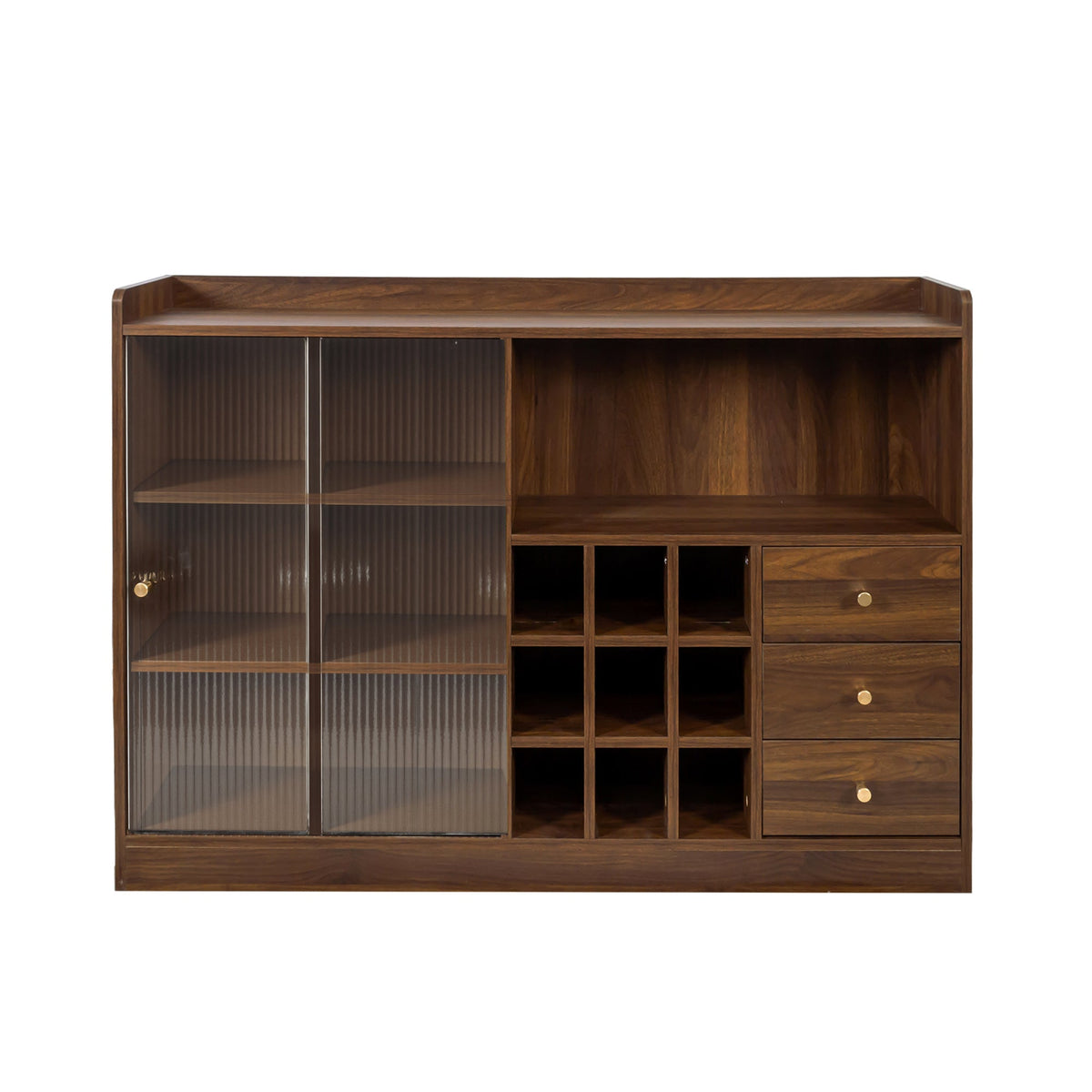 Sideboard With 2 Sliding Striped Glass Doors