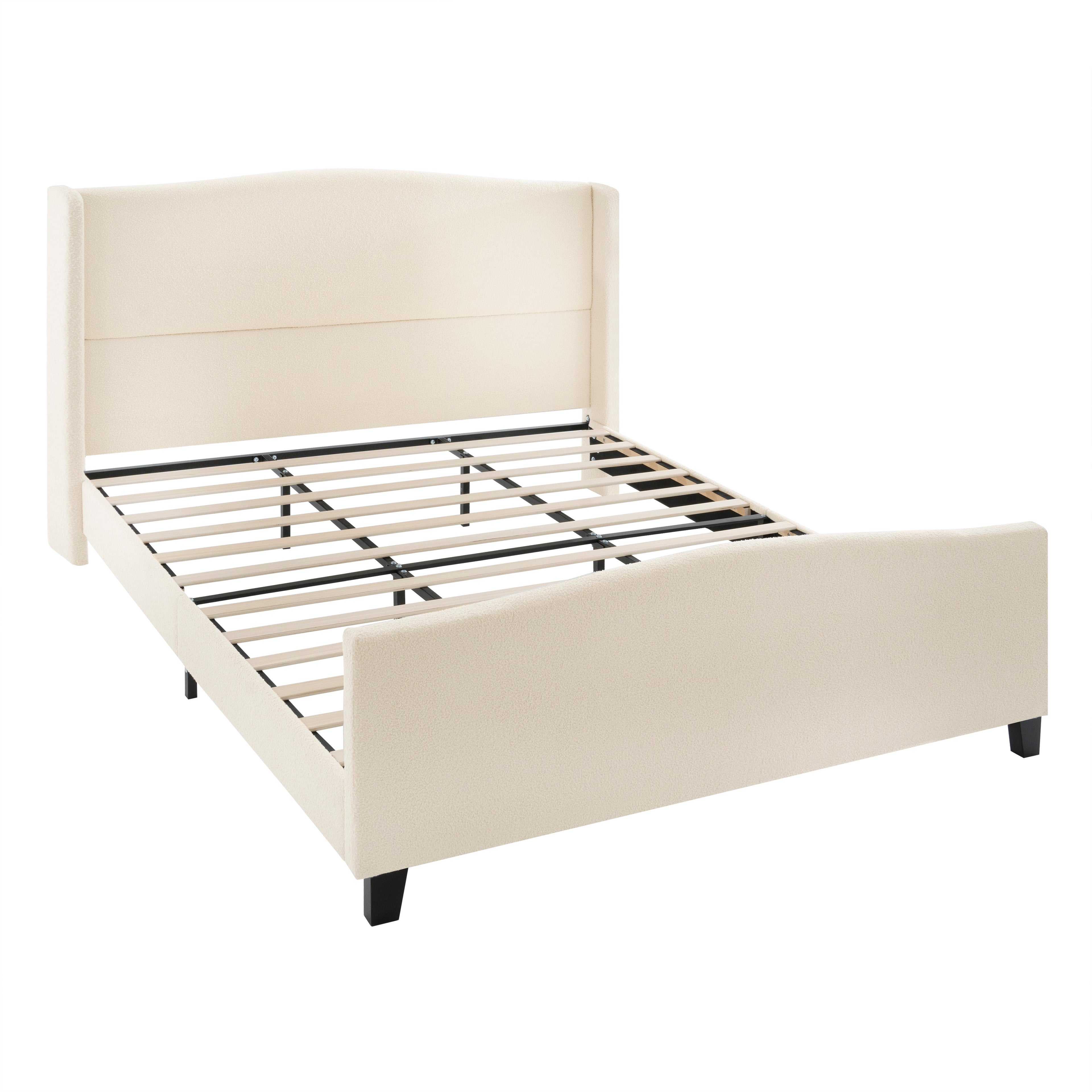 King Size Bed Frame with Upholstered Headboard