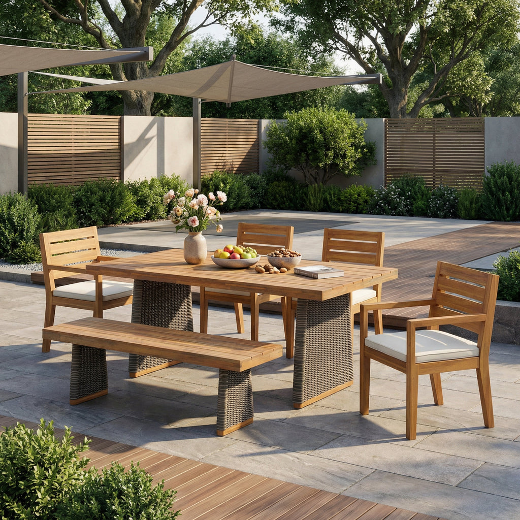 6 Pieces Outdoor Acacia Wood Dining Set