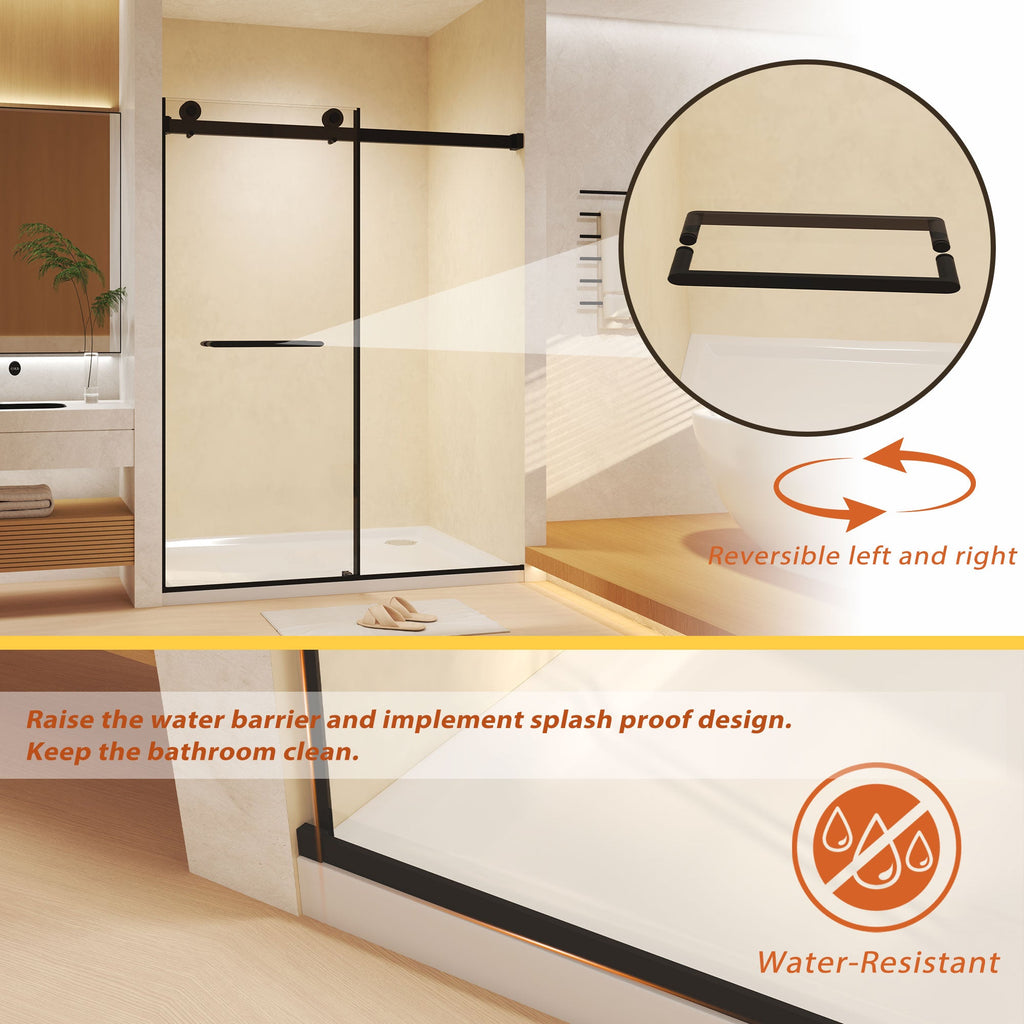 Frameless Double Sliding Shower Door 56-60" W x 74" H