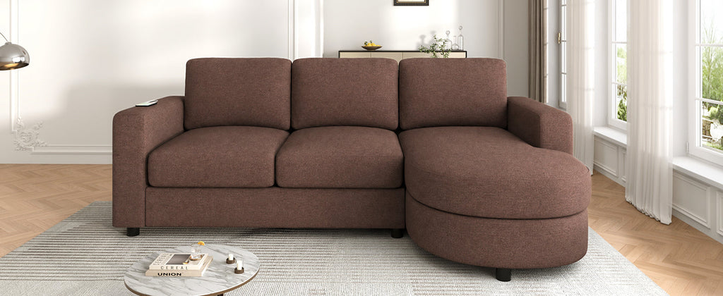 Modern Sectional Sofa with Curved Chaise Lounge