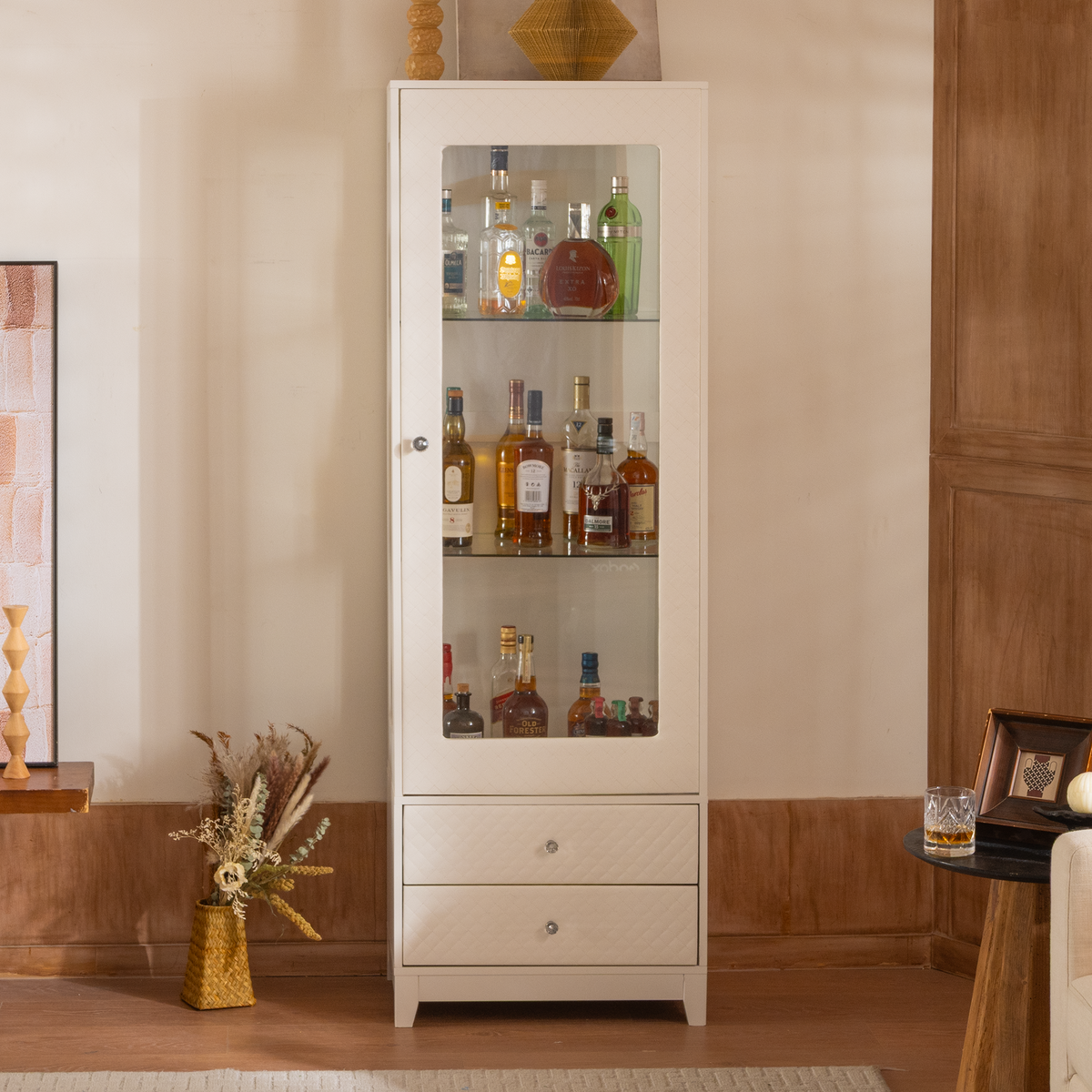 71'' Freestanding Upholstered Display Cabinet