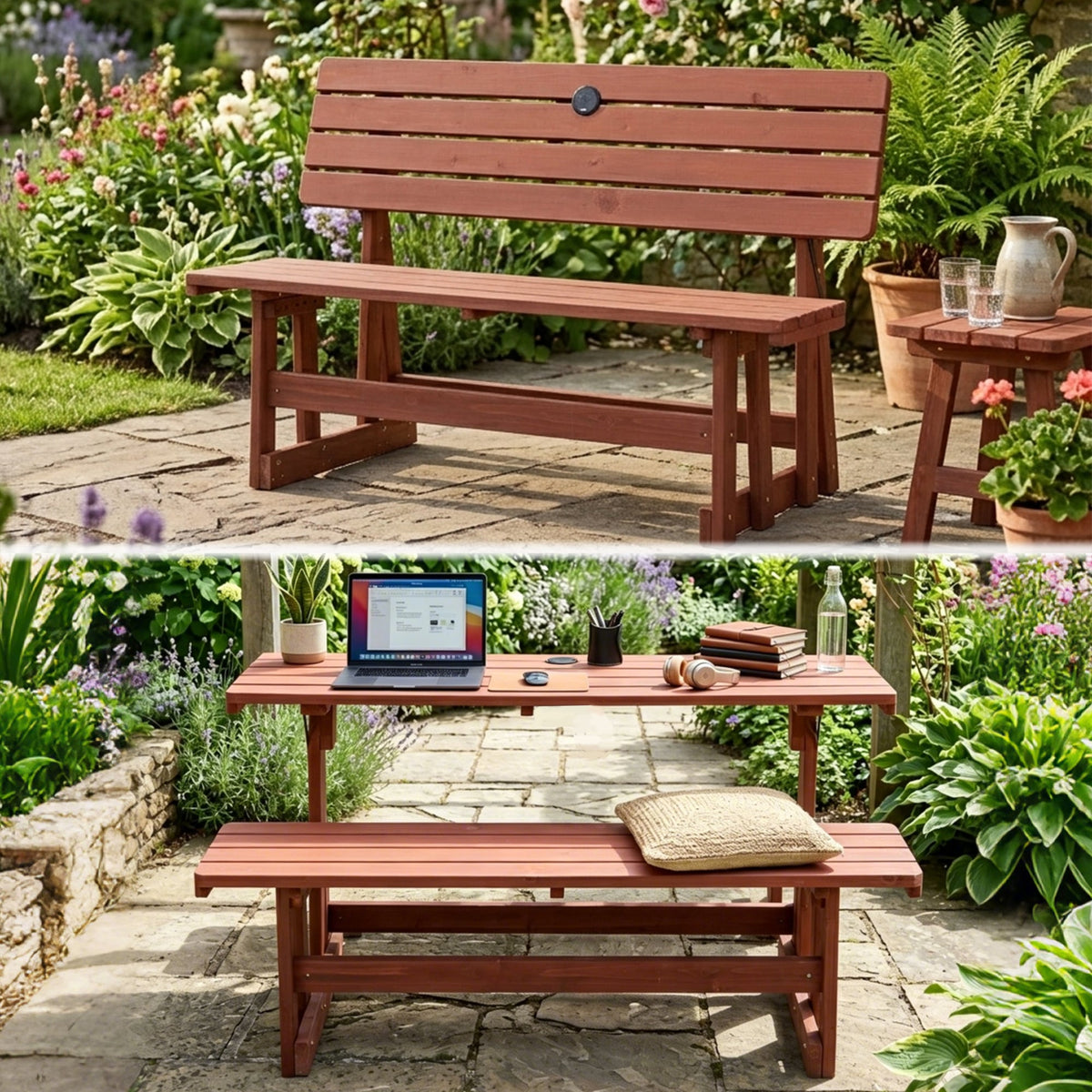 2-in-1 Convertible Bench Picnic Table