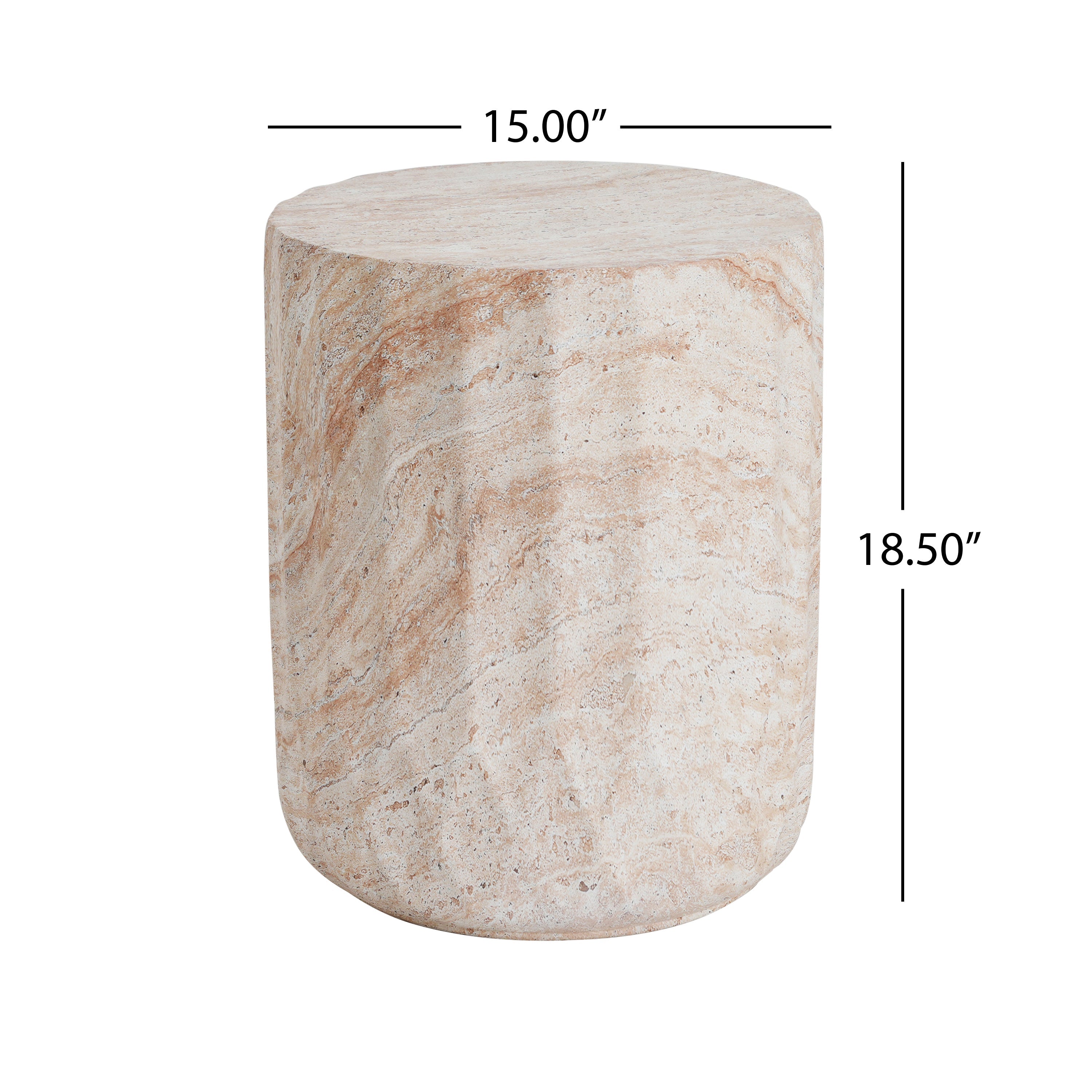 Outdoor/Indoor Lightweight Concrete Side Table - Cylinder Travertine Finish