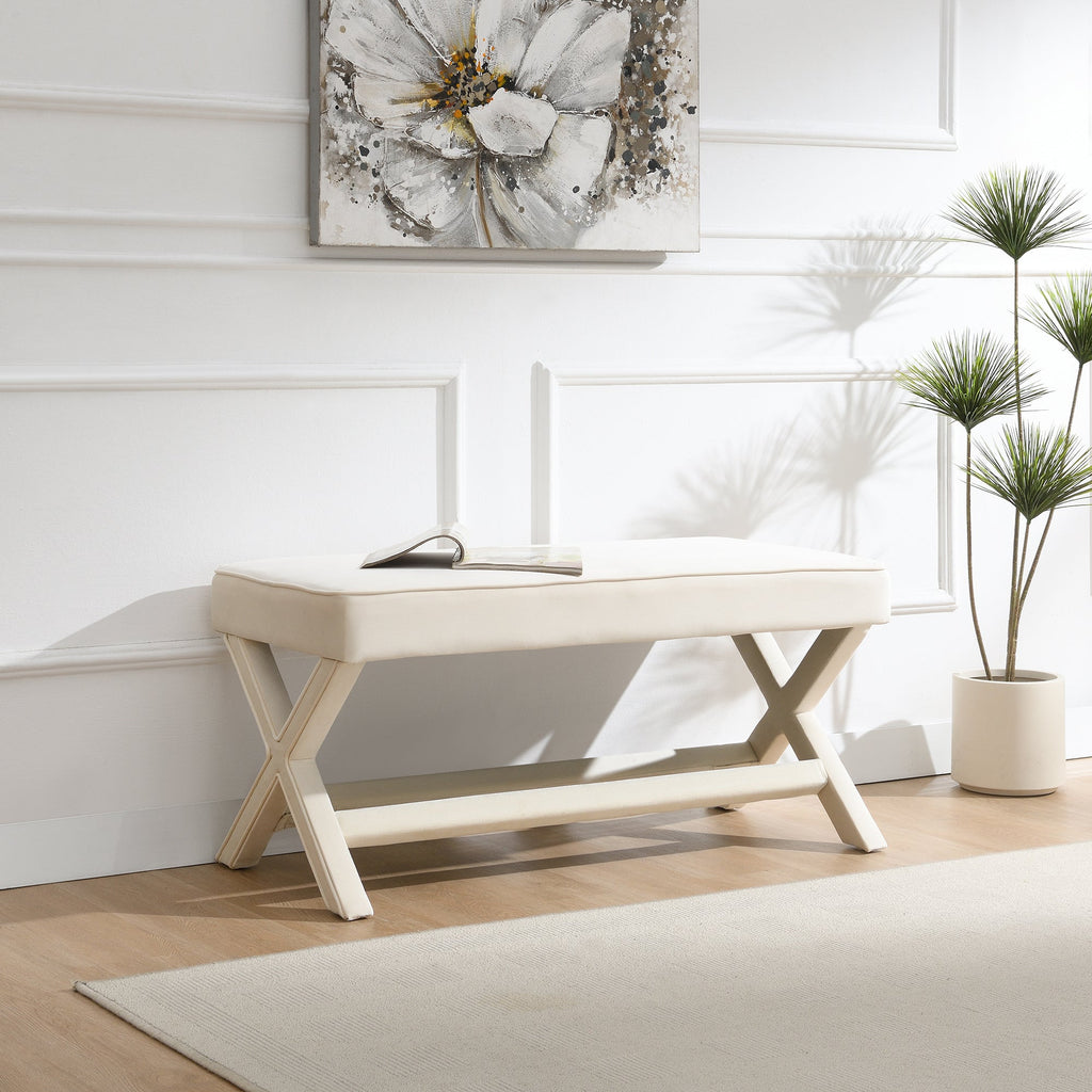 Comfort Double Bench Upholstered in Velvet Fabric