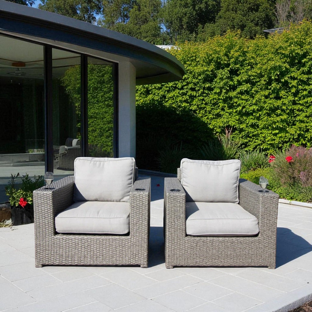 Fully Assembled Outdoor Lounge Chairs with Cushions, Set of 2