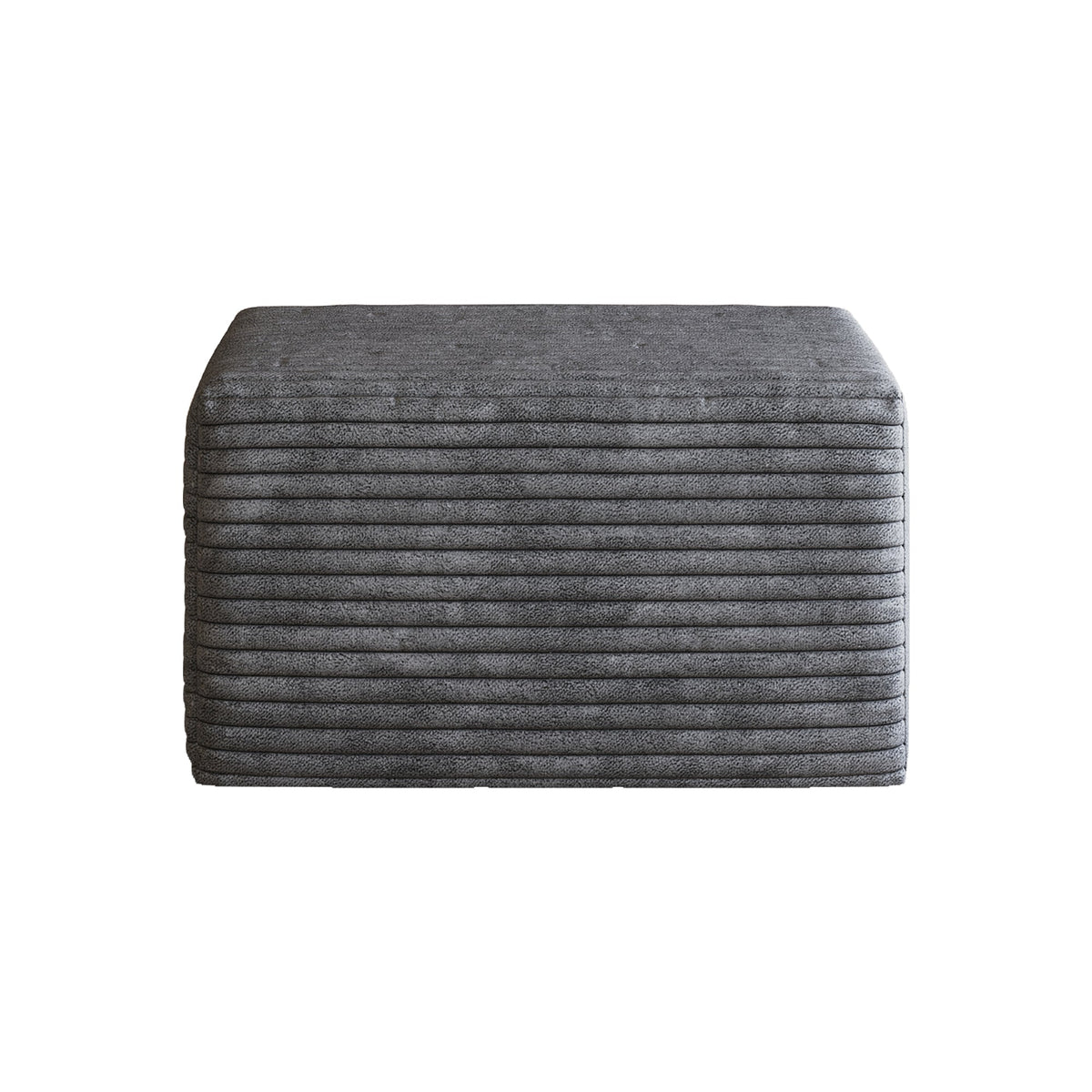 Dark Grey Plush Corduroy Sofa Ottoman
