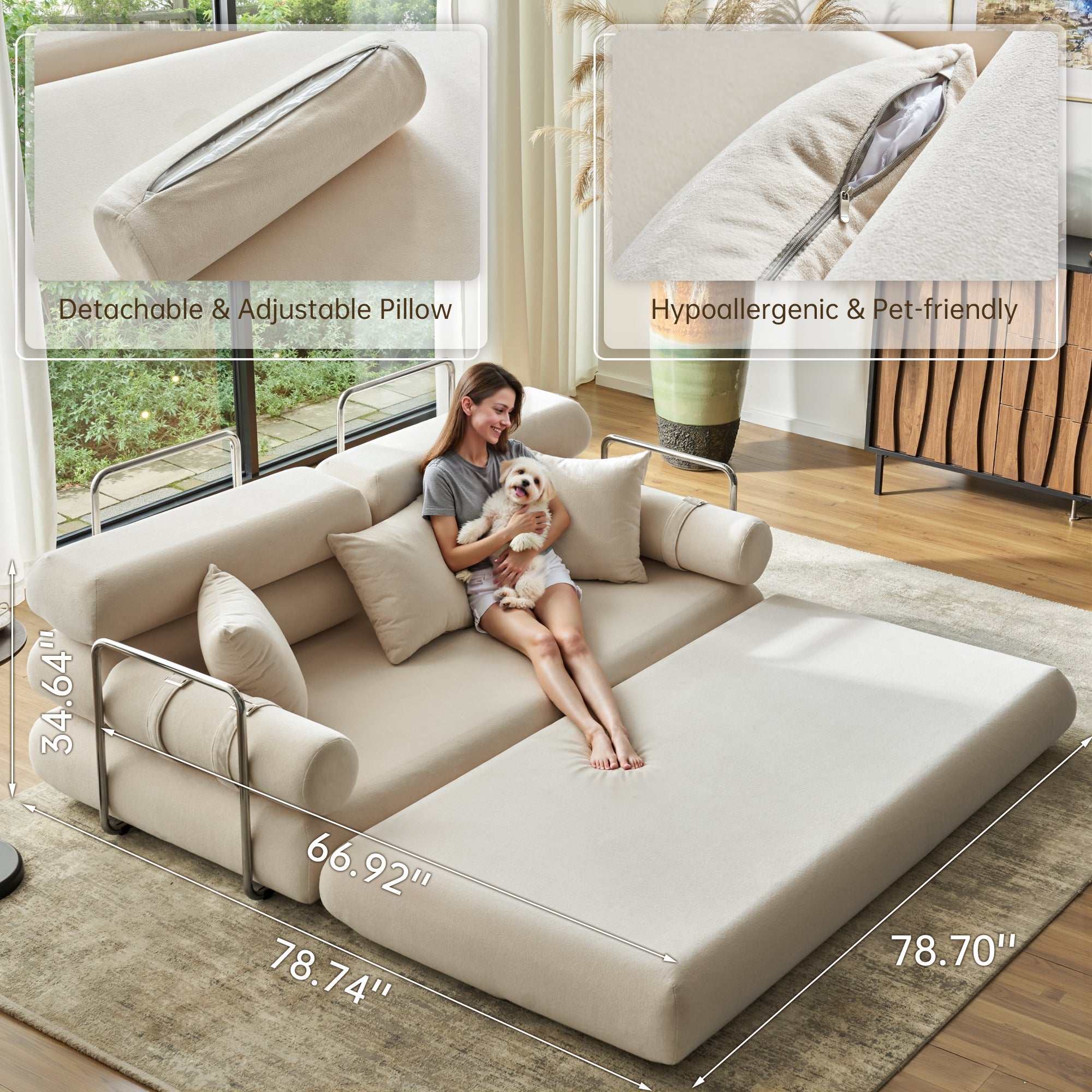 Convertible L-Shaped Sectional Sofa Bed