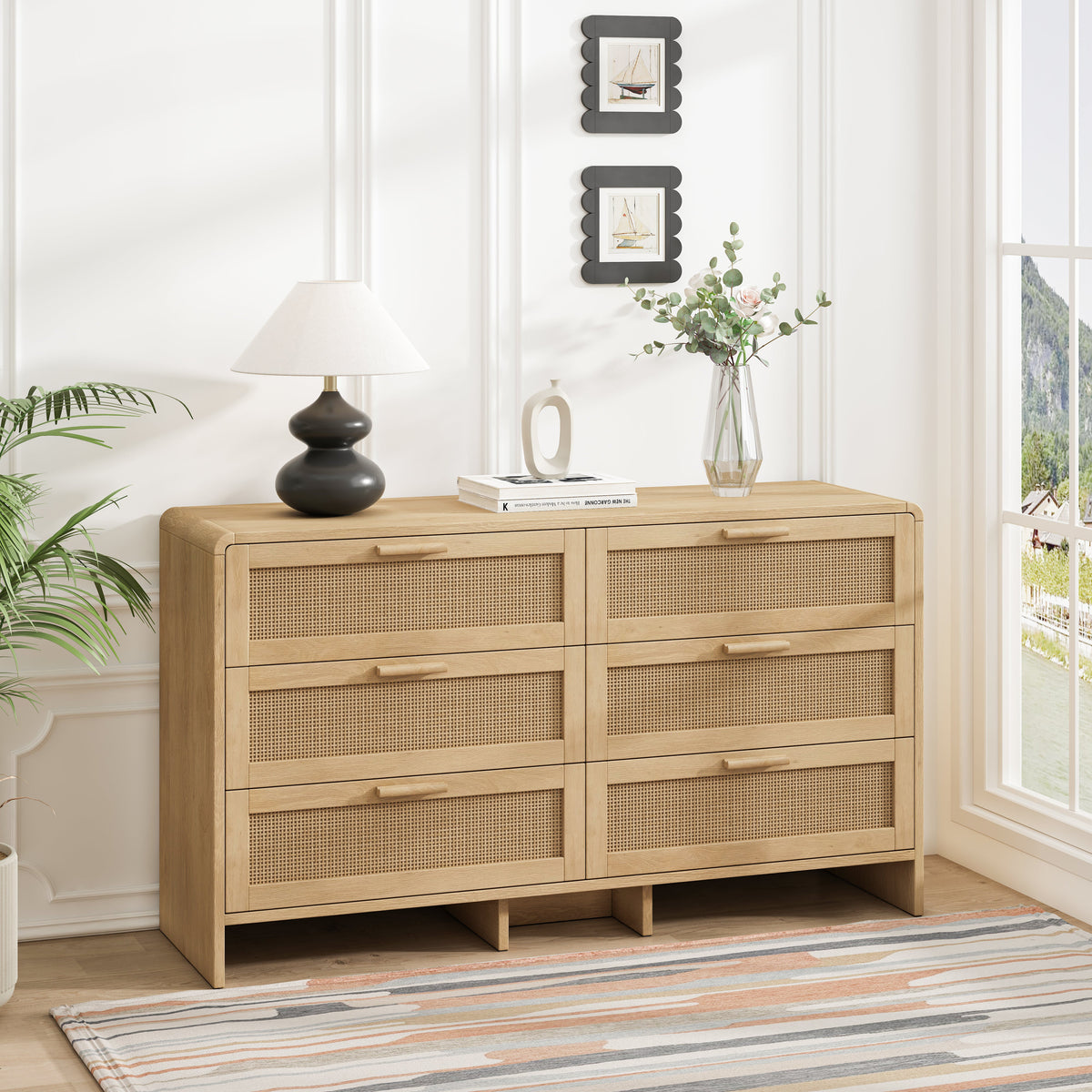 51.18'' Arc Shaped Corner Rattan Cabinet