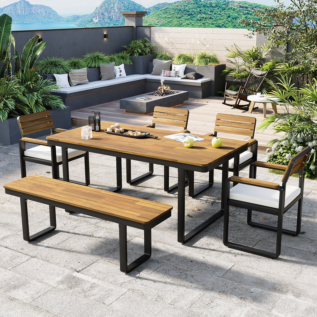 6-Piece Outdoor Dining Set - Acacia Wood