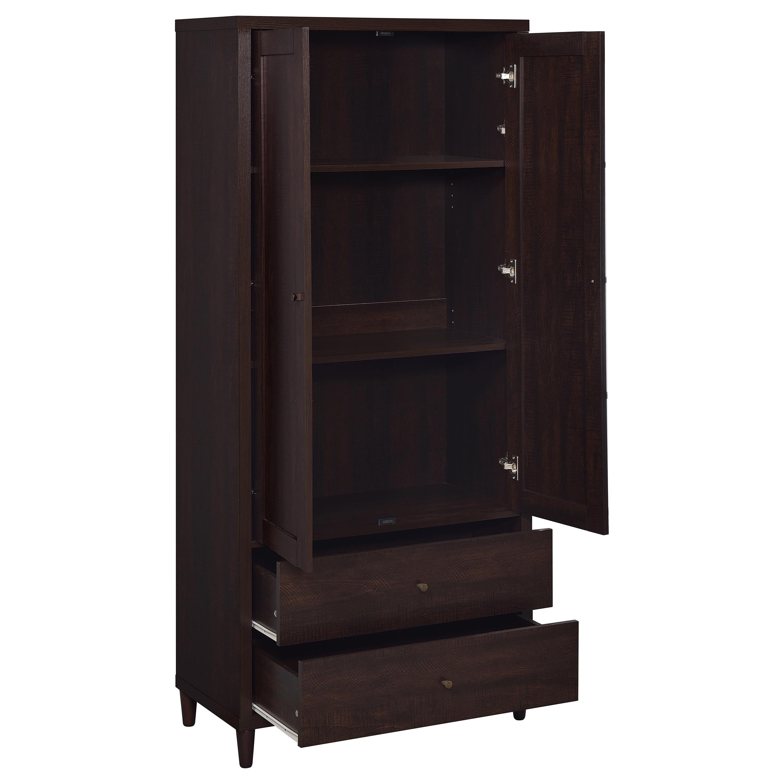 Nestor Tobacco 2-Drawer Tall Accent Cabinet with 2 Doors