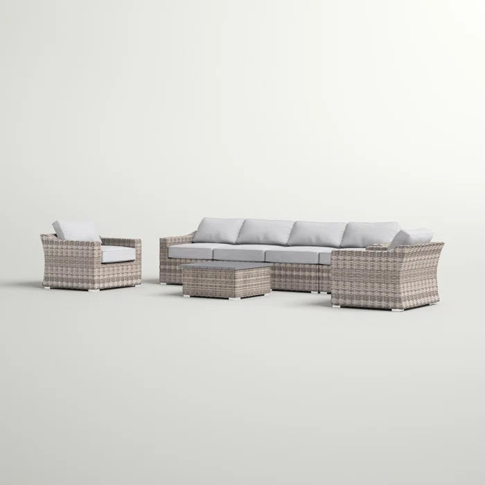 Fully Assembled 6-Person All-Weather Wicker Sectional Seating Group