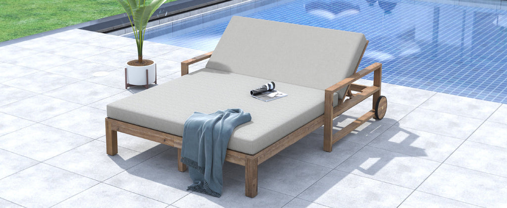 TREXM 1-Piece Farmhouse-styled Wooden Outdoor Sunbed