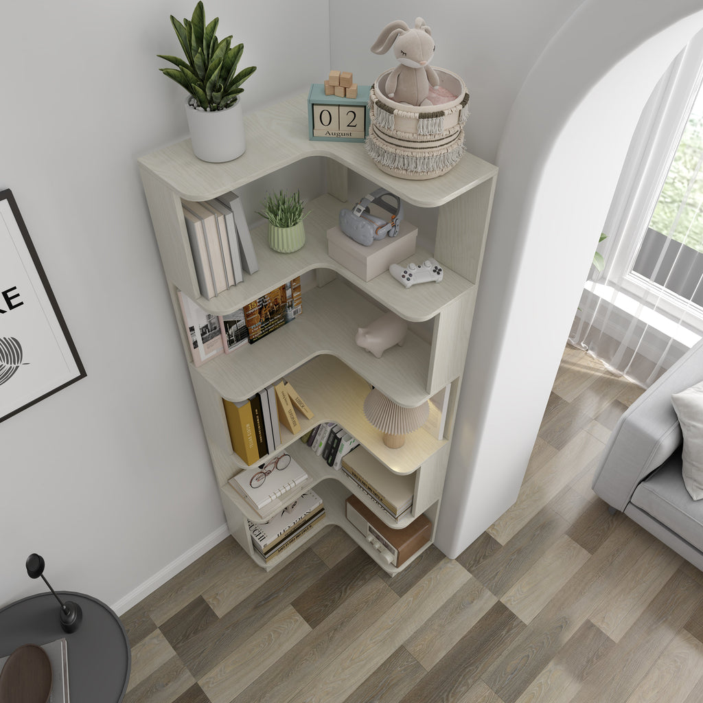 6 Tier Freestanding L-Shaped Corner Bookshelf